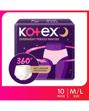 Load image into Gallery viewer, Kotex Overnight Period Panties Size M - L 360° Anti-Leakage Pack of 10 pcs