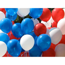 Load image into Gallery viewer, 5 X 12 Red White And Blue Party Balloons. CELEBRATIONS. OCCASIONS. PARTY