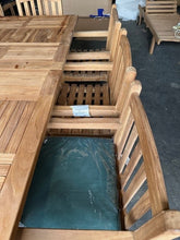 Load image into Gallery viewer, Teak Garden 180-240cm Rectangle Extending Table 4cm + 8 Warwick chairs (SECONDS)