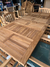 Load image into Gallery viewer, Teak Garden 180-240cm Rectangle Extending Table 4cm + 8 Warwick chairs (SECONDS)