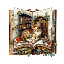 Load image into Gallery viewer, WOODBESTS Cat in the book Wooden Jigsaw Puzzle