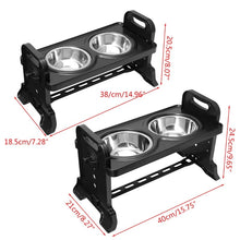 Load image into Gallery viewer, Anti-Slip Elevated Double Dog Bowl Adjustable Height Pet Feeding Dish Stainless Steel Foldable