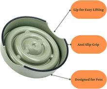 Load image into Gallery viewer, Bamboo Slow Feeder Dog Bowl with Anti Slip Grip Deep Promotes Slow Eating