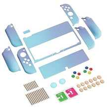 Load image into Gallery viewer, PlayVital AlterGrips Protective Slim Case for Nintendo Switch OLED, Ergonomic Grip Cover for Joycon, Dockable Hard Shell for Switch OLED w/Thumb Grip Caps & Button Caps - Gradient Violet Blue