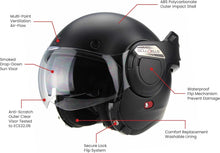 Load image into Gallery viewer, VPR F242 P/J Reverse Flip-Up Motorcycle Helmet - Double Visor Modular Jet Crash Helmet for Racing Sports Touring - Road Legal ECE22.05/22.06 Approved Motorbike Helmets