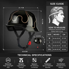 Load image into Gallery viewer, German Retro Motorcycle Half Helmet, ECE 22.06 Certified ABS Shell, Quick-Release Buckle, Unisex for Cruiser Commuting,M-2XL (57-64cm)