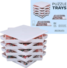 Load image into Gallery viewer, 8 Sorting Trays with Lid 8x8 Premium Puzzle Trays for Lovers Up to 1000-1500 Pieces, Convenient Tool (White)