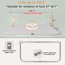 Load image into Gallery viewer, PEFUNY Cordless Folding Cat Window Perch, Cat Hammock for Window and Wall, with 4 Suction Cups, Sturdy Setal Frame for Glass Windows and Interior Walls (White Large)