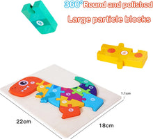 Load image into Gallery viewer, HUADADA Wooden Puzzles Dinosaur Animals Jigsaws puzzle Toys for 2 3 4 Year Old boy 4 Pack Shape Number Toddler Puzzles Toddler Toys Educational Games for Girls Boys Children
