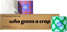 Load image into Gallery viewer, Who Gives A Crap – 100% Recycled Paper, 3 Ply, 270 Sheets per Roll, Box of 12 – Soft, Strong Toilet Tissue for Bathroom Use