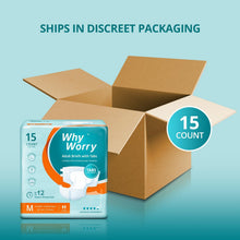 Load image into Gallery viewer, WhyWorry Adult Nappies for Women and Men, Medium, 15 Count Disposable Adult Diapers, Incontinence Briefs with Maximum Absorbency, Overnight Protection, Odor Control, Unisex