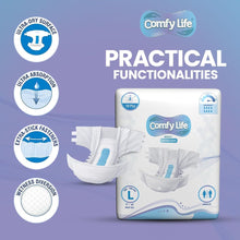 Load image into Gallery viewer, Comfy Life Slip-on Pads Adult Incontinence Diapers with Fixation Tapes 10 Pack Ultra Absorption Slip Nappies Faecal and Urinary Overnight Protection (L, 10, Count)