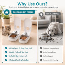 Load image into Gallery viewer, Timed Automatic Dog and Cat Feeder with Dual 350ml Bowl, 2 Meals Dry or Wet pets