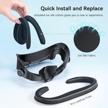 Load image into Gallery viewer, AMVR FC4 Upgraded Face Cover Pad Facial Interface Compatible with Meta/Oculus Quest 3 Accessories, with Knob Adjustable, with PU Face Cushion and Breathable Ice Silk Cotton(Better for Halo Head Strap)