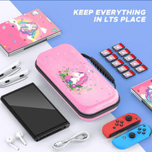 Load image into Gallery viewer, JYPS Unicorn Carrying Case Cover Kit for Nintendo Switch, Hard Shell Bundle with Handle for Console Accessories, Portable Protection Travel Bag Compatible with Nintendo Switch for Girls Gift(Pink)