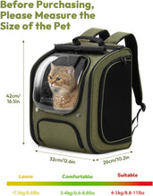 Load image into Gallery viewer, Pecute Cat Backpack Large Space pet Carrier Backpack Breathable Bubble green