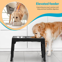 Load image into Gallery viewer, Elevated Dog Bowls with 2 Stainless Steel Dog Food Bowls, Raised Dog Bowl Adjust