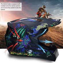 Load image into Gallery viewer, Motocross Helmet, Off Road Motorcycle Helmet, for Kids Adults ABS+EPS Shell Lightweight Impact Resistant with Goggles Gloves Face Cover 4-Piece Set LARGE