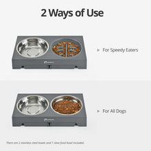 Load image into Gallery viewer, Elevated Dog Bowls for Large Dogs, Raised Dog Bowl Stand with Slow Feeder Bowl