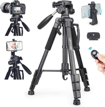 Load image into Gallery viewer, ARTCISE Camera Tripod for Camera, 159 cm Smartphone Tripod Stand with Phone Hold