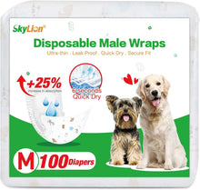 Load image into Gallery viewer, Disposable Male Dog Diapers Super Absorbent 100 Pack Leak Proof Ultra Dry Breath
