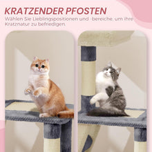 Load image into Gallery viewer, Cat Tree 107cm for Indoor Cats, Multi-Level Cat Tower with Scratching Post, Large Top Perches, Cozy Condo, Scratching Board & Dangling Ball (Dark Grey and Beige)