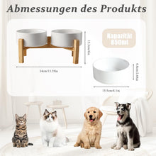 Load image into Gallery viewer, Elevated Dog Bowls Set Raised Dog Bowls with Wooden Stand Ceramic Cat/Dogs