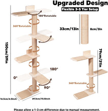 Load image into Gallery viewer, Tall Cat Tree Wall-Mounted Cat Tower Climbing Tree for Indoor Cats