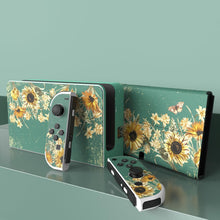 Load image into Gallery viewer, PlayVital Full Set Protective Stickers for Nintendo Switch OLED Model, Customized Vinyl Decal Skins for Switch OLED Console & Joycon & Dock & Grip - Sunflowers