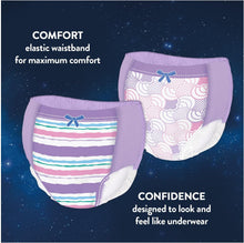 Load image into Gallery viewer, Huggies DryNites, Girls’ Teen Pyjama Pants - Sizes 8-15 Years (27 Pants) - Discrete Night Time Nappies with Exciting Designs - Maximum Protection for Teen Bed Wetting
