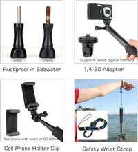 Load image into Gallery viewer, GEPULY 11''-46''Alumium Handheld Waterproof Selfie Stick Underwater Pole Handle.