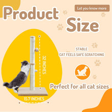 Load image into Gallery viewer, MeowHomm 32” Tall Cat Scratching Posts for indoor cats adults with 2 Hanging Ball, Large Cat Scratch Post Cat Scratcher includes Sisal Rope