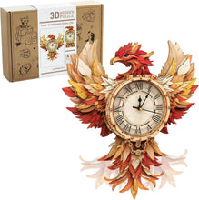 Load image into Gallery viewer, 3D Wooden Puzzles for Adults, Mechanical Phoenix Wall Clock Kit, Wooden Model Kits to Build, DIY Puzzle Gift, Home Decor Creative Gifts for Men and Women, Pendulum Wood Craft