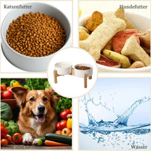 Load image into Gallery viewer, Elevated Dog Bowls Set Raised Dog Bowls with Wooden Stand Ceramic Cat/Dogs
