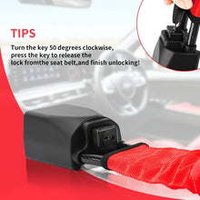 Load image into Gallery viewer, Universal Steering Wheel Lock Seat Belt Lock 3 Keys High Visibility RED