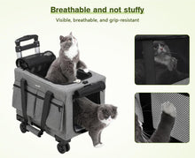 Load image into Gallery viewer, Pecute Cat Carrier with Wheels, Portable Pet Carrier on Wheels with Stable Structure, Breathable Mesh Pet Trolley Bag, Pet Carrier with Wheels Suitable for Both Long and Short Trips, Black