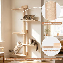 Load image into Gallery viewer, Tall Cat Tree Wall-Mounted Cat Tower Climbing Tree for Indoor Cats