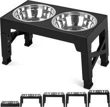 Load image into Gallery viewer, Elevated Dog Bowls with 2 Stainless Steel Dog Food Bowls, Raised Dog Bowl Adjust