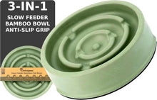 Load image into Gallery viewer, Bamboo Slow Feeder Dog Bowl with Anti Slip Grip Deep Promotes Slow Eating