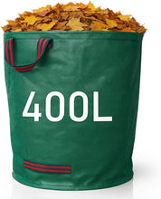 Load image into Gallery viewer, Garden Waste Bags Heavy Duty Reusable Sacks with Handles Set of 2 with gloves 400L