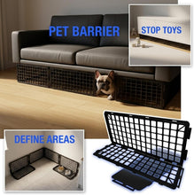 Load image into Gallery viewer, 12 Pcs Black Plastic Fence Panels, Adjustable Under Sofa Blocker for Pets/Toys