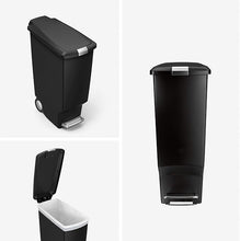 Load image into Gallery viewer, simplehuman CW1361 40L Slim Recycling Kitchen Pedal Bin with Lid Lock, Silent Soft Close Lid, Built In Wheels, Stay-Open Lid