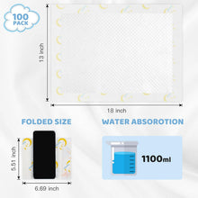 Load image into Gallery viewer, Baby Disposable Changing Pads 100 Count Incontinence Underpad Diaper Changing Liners Quick Absorb Soft Breathable Waterproof Leak Proof 13x18in