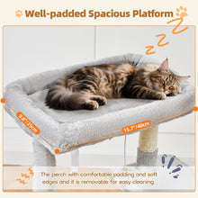 Load image into Gallery viewer, Taoqimiao Cat Tree MS029, 97CM Cat with 4 Scratching Posts, 1 Platform, 1 Cave, Basket, Cat Scratching Board, Plush Balls, Activity Centre Light Grey