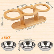 Load image into Gallery viewer, Cat Feeding Station Stainless Steel Elevated Cat Bowls with 15° Tilted Wood Stan