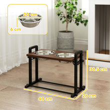 Load image into Gallery viewer, PawHut Raised Dog Bowls with Stand 4 Heights Adjustable Large Breeds Brown