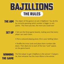 Load image into Gallery viewer, Ginger Fox Bajillions Number Guessing Board Game | Answer Fun Trivia Quiz