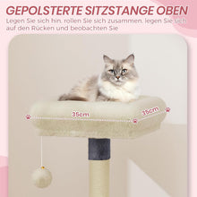 Load image into Gallery viewer, Cat Tree 107cm for Indoor Cats, Multi-Level Cat Tower with Scratching Post, Large Top Perches, Cozy Condo, Scratching Board & Dangling Ball (Dark Grey and Beige)
