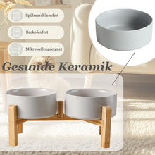 Load image into Gallery viewer, Elevated Dog Bowls Set Raised Dog Bowls with Wooden Stand Ceramic Cat/Dogs