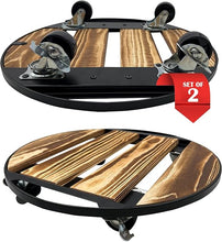 Load image into Gallery viewer, 2 Pack Plant Caddy Indoor Outdoor Trolley - Plant Stands with 360°Lockable Caste
